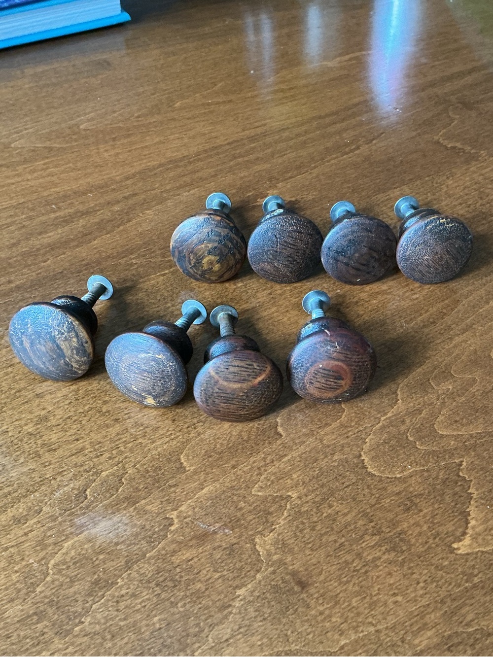 Vintage Wooden Round Drawer Knob Set - Brown
